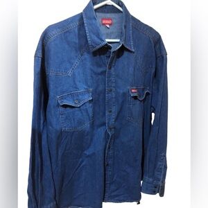 Vintage Dickies Denim Snap Button Shirt Ling Sleeve XL Cotton